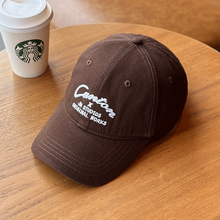 Korean Style Large Head Circumference Baseball Cap for Women, Face-Slimming Embroidered Letters, Fashionable Versatile Duckbill Cap for Men, Simple Sunshade and Sun Protection