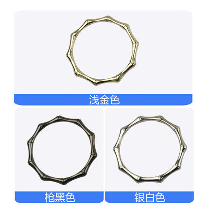 Luggage hardware accessories metal handle handbag DIY circle handle light gold bamboo knuckle hand handle