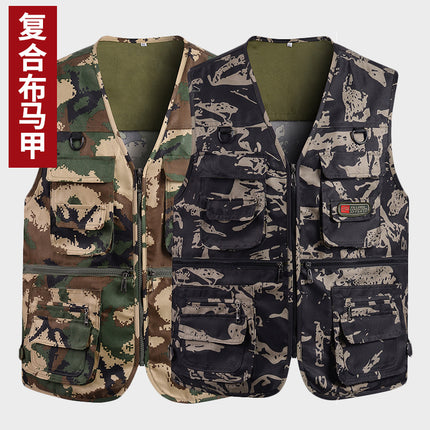 Spring and Autumn Multi-pocket Functional Photography Vest Fishing Waistle Outdoor Tooling Men's Vest Reporter Multi-pocket Horse Clip