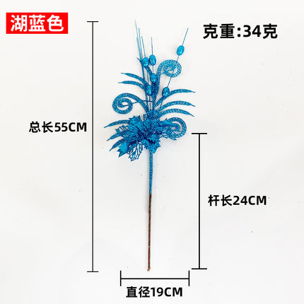 Cross-border sheep Christmas tree corner hollow gold pink flower berry insert simulation beauty leaf Christmas ball gold pink flower ornament