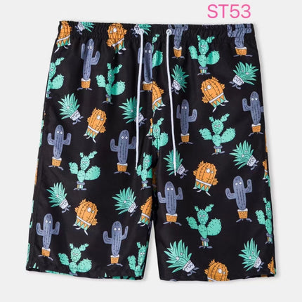 Cross-border European-size Summer Light Quick-drying Beach Trunks Men's Printed Swimming Trunks Shorts Shorts Large Shorts Surfers Pants