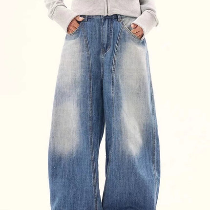 Jeans Men's Spring and Summer New American Style Retro Mop Pants Loose Straight High Street Trendy Brand All-match Casual Pants Cotton