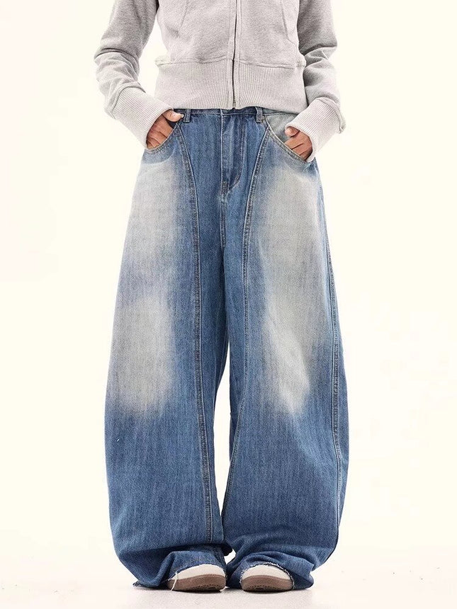 Jeans Men's Spring and Summer New American Style Retro Mop Pants Loose Straight High Street Trendy Brand All-match Casual Pants Cotton