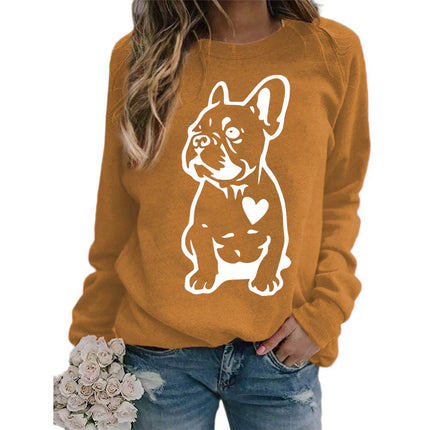 Foreign trade supply dog love printing round neck jacket sweater European size women's coat long sleeve cross-border autumn and winter leisure