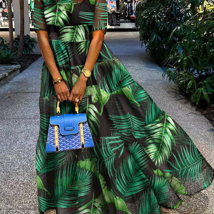 31272 cross-border supply of European and American women's new Amazon independent station wholesale hot mesh printing dress