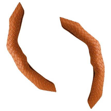 New Style Cassette-Type All-Season Three-Dimensional Textured Leather O-Shaped D-Shaped Dirt-Resistant Woven Leather Breathable Non-Slip Women's Steering Wheel Cover
