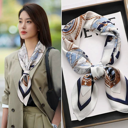 Nice-Looking Small Silk Scarf Korean Ins Style Versatile Fashionable Spring & Fall Decorative Square Scarf Tied Hair Tied Bag Thin Scarf