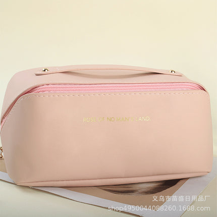 Cross-Border Cosmetic Bag, Toiletry Bag, Color-Blocked Pu Pillow Bag, Travel Portable High-Value Cosmetic Bag, Hand-Held Storage Bag
