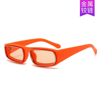 New European and American Fashion Versatile Sunglasses Trendy Square Frame Textured Metal Ring Sunglasses Cross-Border Anti-Uv Sunglasses