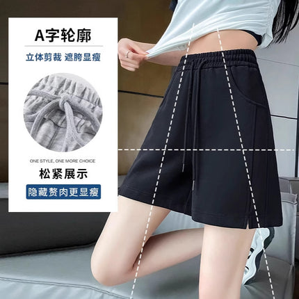 Gray Sports Shorts for Women 2025 Summer New Hot Style Summer Hot Mid-Pants American Casual Three-Quarter Pants