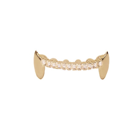 Europe and the United States best selling hip-hop tiger teeth with zirconium decorative braces TeethGrillz real gold plating braces factory direct sales