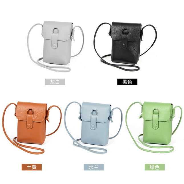 Genuine Leather Mobile Phone Bag for Women Cross-Body, High-End Fashion, First-Layer Cowhide Shoulder Bag, Lightweight Mobile Phone Bag, Simple Export