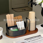 [walnut color cup holder storage model] large black