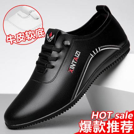 [Genuine leather] men's leather shoes 2023 new breathable deodorant white casual shoes soft bottom soft surface leather shoes for men