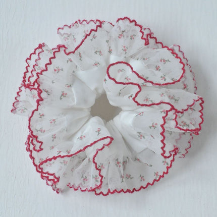 Contrast Color Lace Hair Accessories Fresh Small Floral Hair Band Sweet and Cute Ins Hair Rope Red Edge White Headdress