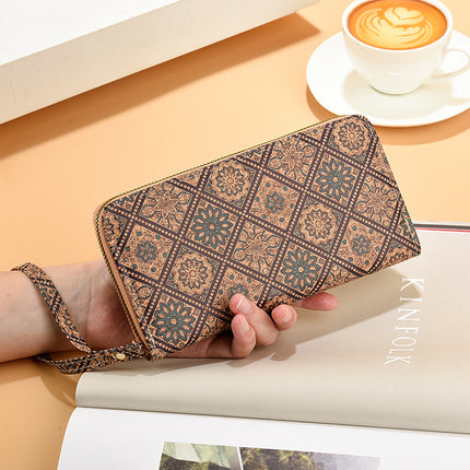 2024 New Arrival Cross Mirror PU Softwood Wallet Long Zipper Wallet Mobile Phone Bag Single Pull Medium Zipper Wallet