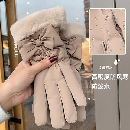 Winter Gloves for Women, Thickeneded and Velvet, Cold-Proof, Waterproof, Touch-Screen Cycling Electric Bike, Warm Ski Cotton Gloves