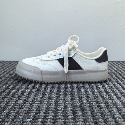 6522 German Training Shoes for Women, 2024 Summer Breathable Low-Top Flat Ivory White Sneakers, Versatile Color-Blocking White Non-Slip Shoes