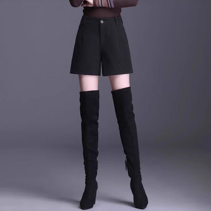 Suit Shorts Women's Spring and Autumn 2025 New Outer Wear High Waist Woolen Pants plus size chubby girl Casual Shorts Explosion Slim