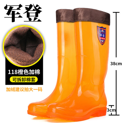 Military High-Top Unlined Brown Quick-Drying Water Shoes Long-Tube Yellow Waterproof Boots Non-Slip Rain Boots Mesh-Free Men's Rubber Shoes