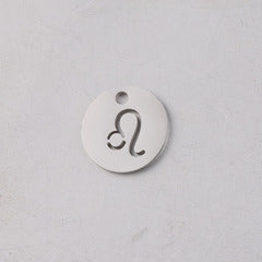 Mirror Stainless Steel 12 Zodiac Sign Round Pendant DIY Jewelry Accessories Gold Coin Titanium Steel Necklace Jewelry
