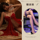Burgundy + black stockings / One size fits all
