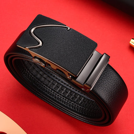 Automatic buckle belt men's business belt covered pig sausage belt versatile trendy belt one-piece delivery factory direct sales