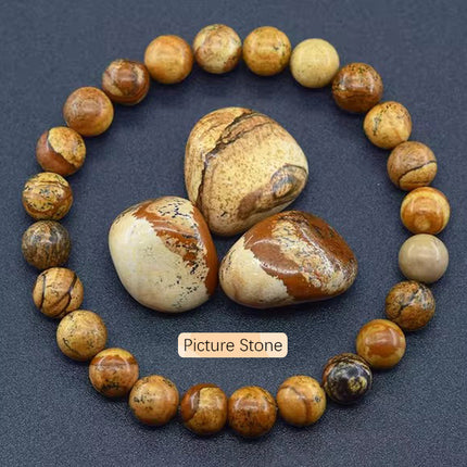 SHINE/TEMU Cross-border Natural Stone Agate Crystal Beaded Bracelet Apatite Lapis Lapis Bracelet for Men and Women