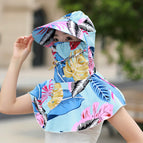 Light blue big leaf-sun protection hat / Free size