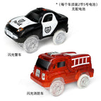 Luminous police car black + luminous fire truck