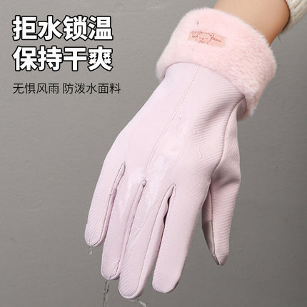 Warm Gloves Women's fleece-lined Thickened Windproof Cold-proof Outdoor Riding Driving Touch Screen Skin-sensitive Autumn and Winter Gloves