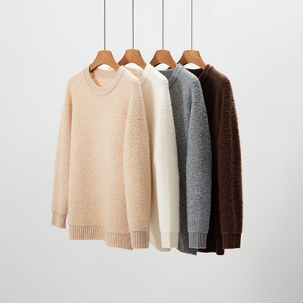 Mid-Length Embroidered Knitted Raglan Long-Sleeved European and American Bottoming Sweater Autumn and Winter Round Neck Towel New Cashmere Sweater Women's Pullover