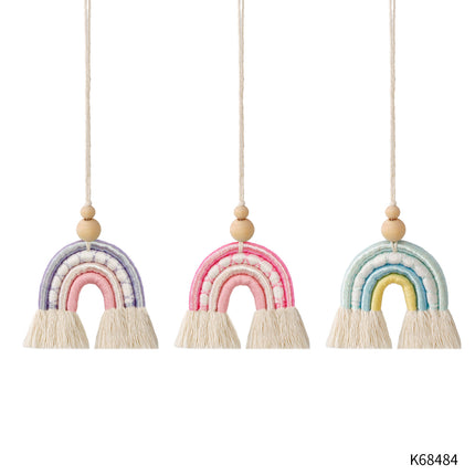 Hand-woven car pendant rainbow light creative retro cross-border foreign trade Bohemian tassel car pendant