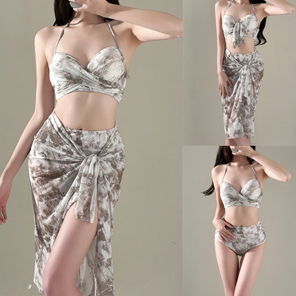 New Hot Girl Bikini Two-Piece Swimsuit for Women, Korean Style Hot Spring Sexy Three-Piece Swimsuit