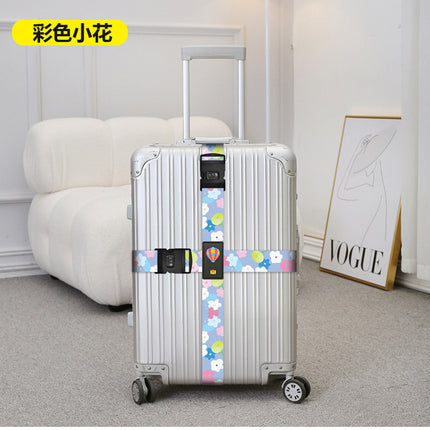Luggage cross double password strap luggage case locking and fastening strap trolley case explosion-proof strap polyester printed strap