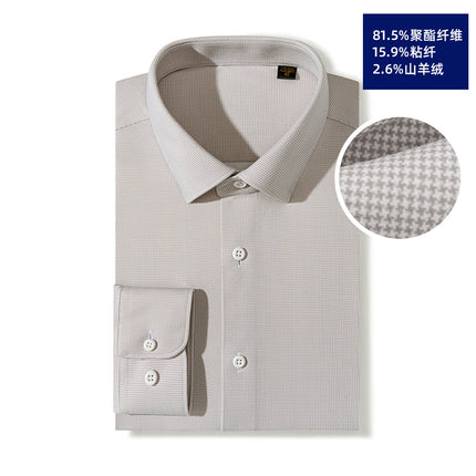 Cashmere Shirt Men's Long-Sleeved High-End Houndstooth Plaid Cardigan Autumn and Winter Thickeneded Warm Men's Shirt Business