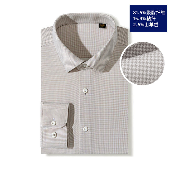 Cashmere Shirt Men's Long-Sleeved High-End Houndstooth Plaid Cardigan Autumn and Winter Thickeneded Warm Men's Shirt Business