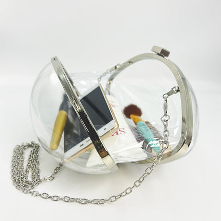 2025 New Summer Style Personalized Acrylic Transparent Ball Bag Shoulder Crossbody Bag Chain Small Bag Evening Dress Bag