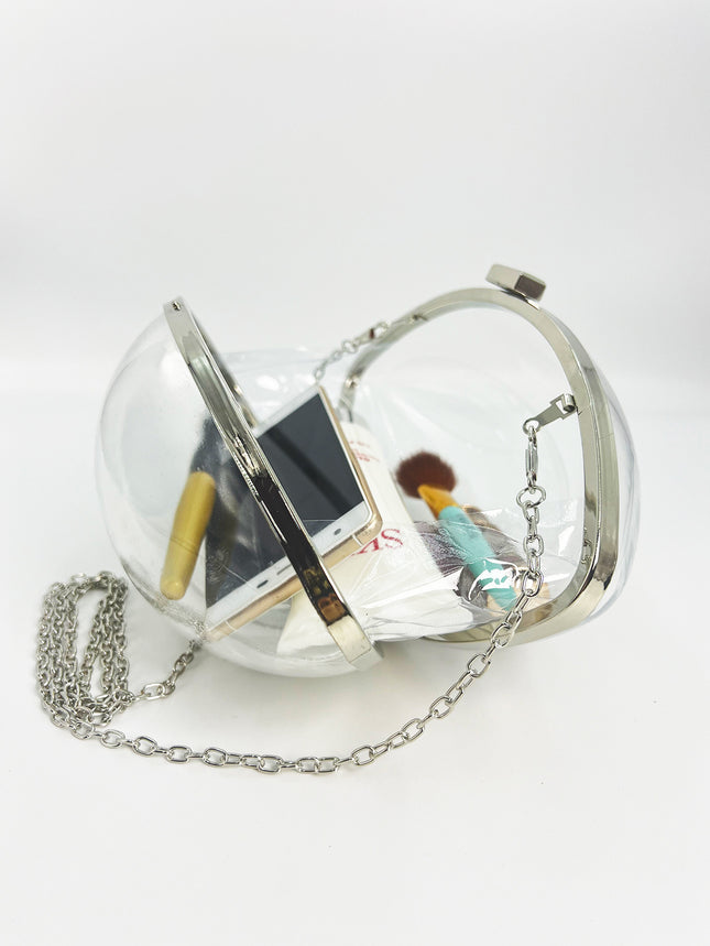 2025 New Summer Style Personalized Acrylic Transparent Ball Bag Shoulder Crossbody Bag Chain Small Bag Evening Dress Bag