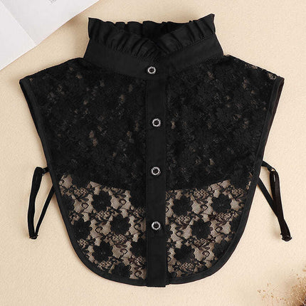 Spring Autumn Winter Holiday Collar All-match Sweater Decorative Plaid Fake Shirt New Arrival Pleated Collar Half High Collar Decorative Collar