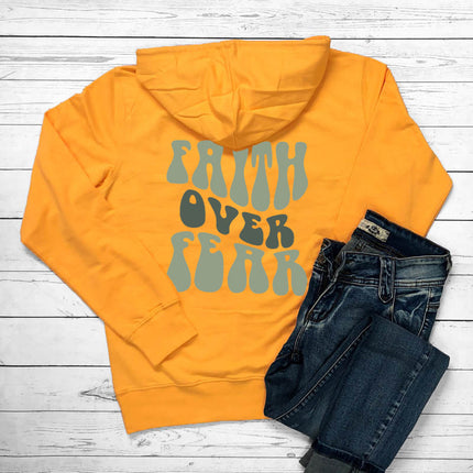 Cross-Border Export Faith over Fear Hoodie Letter Print Kangaroo Flap Pocket Pants Drawstring Print Hoodie
