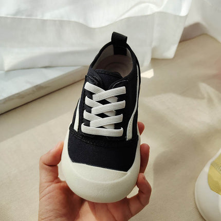2025 Spring New Children's Color-matching Velcro Board Shoes Boys and Girls Casual Canvas Shoes Kindergarten Soft-soled Biscuit Shoes