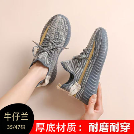 350 Unisex Large Size Yeezy Shoes Breathable Fly-Knit Sneakers Autumn Mesh Running Shoes Cross-Border Wholesale in Stock