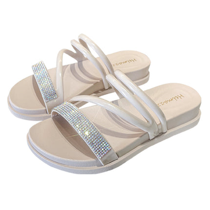 Slippers for Women Summer New Fashion Flats Diamond Surface Wettable Beach Fashion Casual Trendy Breathable Sandals for Women