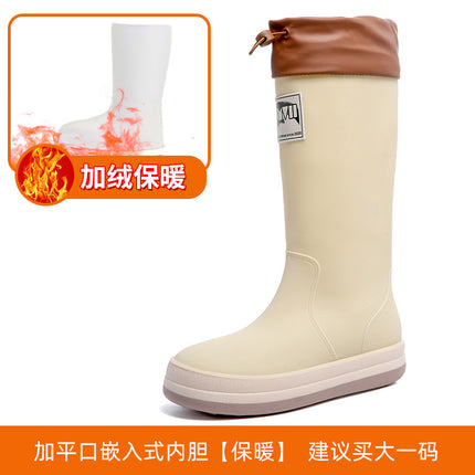 Korean fashion couple waterproof rain shoes non-slip outdoor camping rubber shoes all-match cotton warm water shoes Taobao cross-border