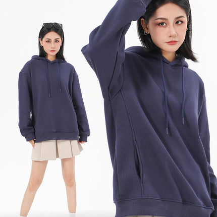 Autumn and winter heavy 380g composite cotton hooded pullover vests women's solid color tide brand loose casual couples hoodie