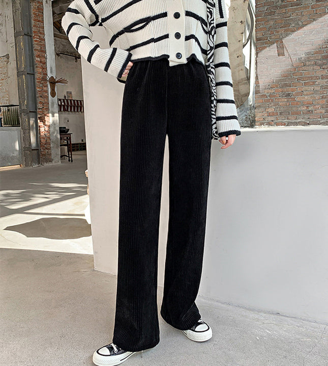 Chenille Thickened Floor Trousers Autumn and Winter High Waist Draped Corduroy Wide Leg Pants 100.00kg Knitted Pants Loose