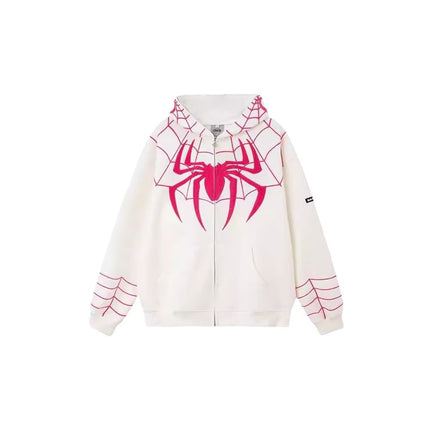 plus size National Fashion Embroidered Spider Hooded Sweater Jacket Men's and Women's Loose oversize Couple's Cardigan Top All-match