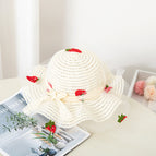 Strawberry Mesh Straw Hat-Milk White / 2-7 years old (head circumference 48-53cm)