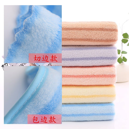 Striped Towel Manufacturer Wholesale Warp Knitted Coral Velvet 35*75cm Hand Towel Absorbent Adult Souvenir Gift